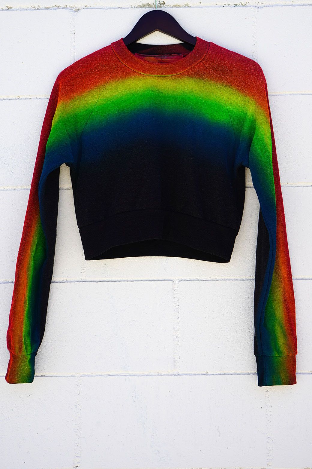 ARTIST COLLECTION CROPPED CREW SWEATSHIRT - BLACK // RAINBOW sold by Aviator Nation
