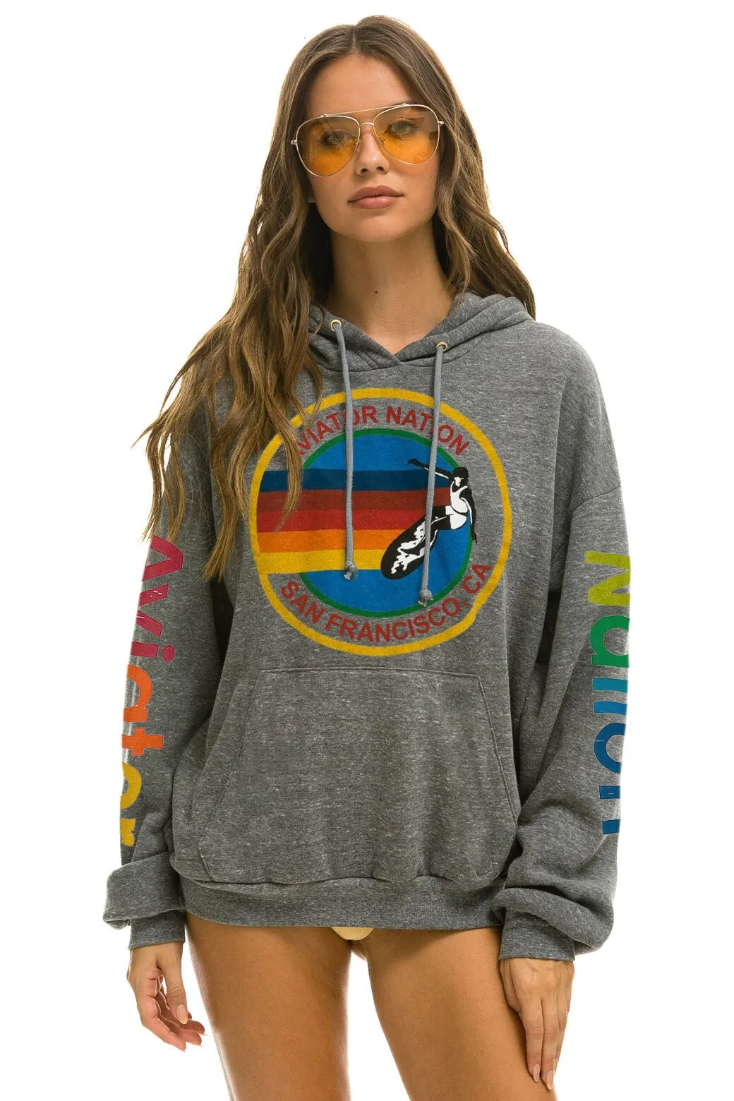 AVIATOR NATION SAN FRANCISCO RELAXED PULLOVER HOODIE - HEATHER GREY sold by Aviator Nation