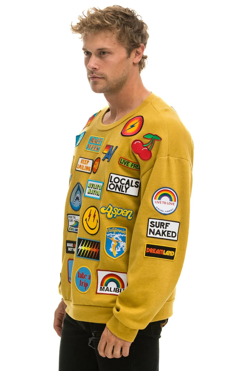 VINTAGE PATCH RELAXED CREW SWEATSHIRT - KHAKI sold by Aviator Nation product image thumbnail 3