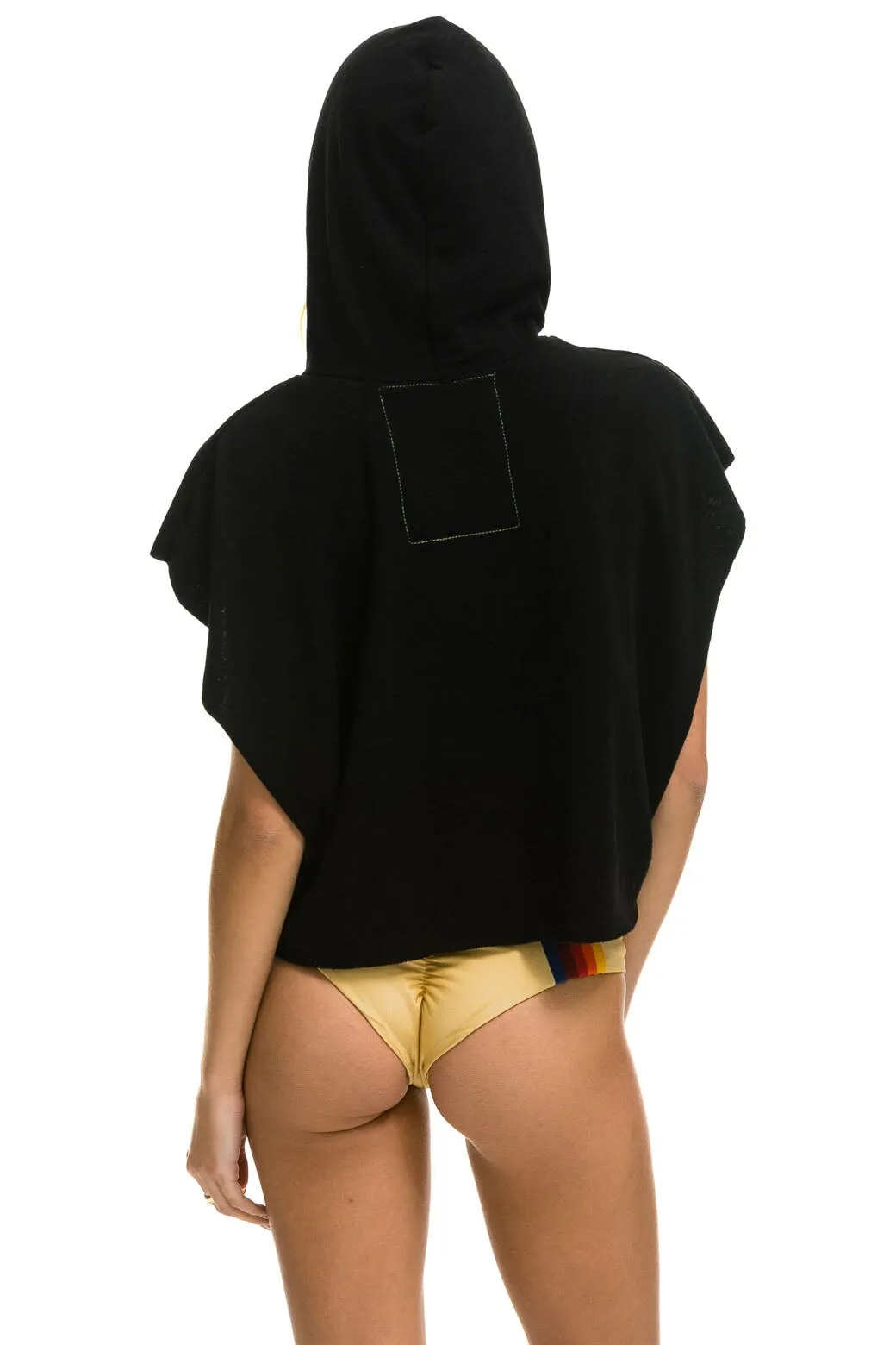 LOGO EMBROIDERY SLEEVELESS RELAXED CROPPED PULLOVER HOODIE - BLACK sold by Aviator Nation product image thumbnail 3