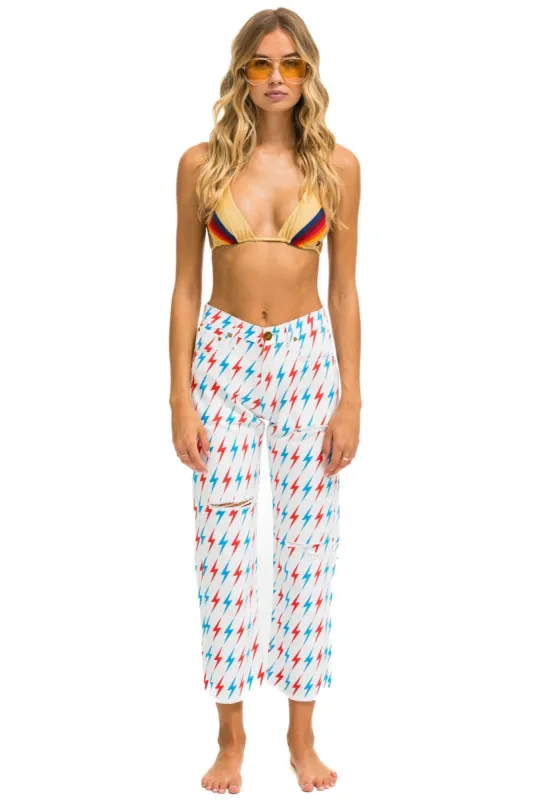 AVIATOR BOLT MID RISE RELAXED SURFER JEAN - WHITE sold by Aviator Nation