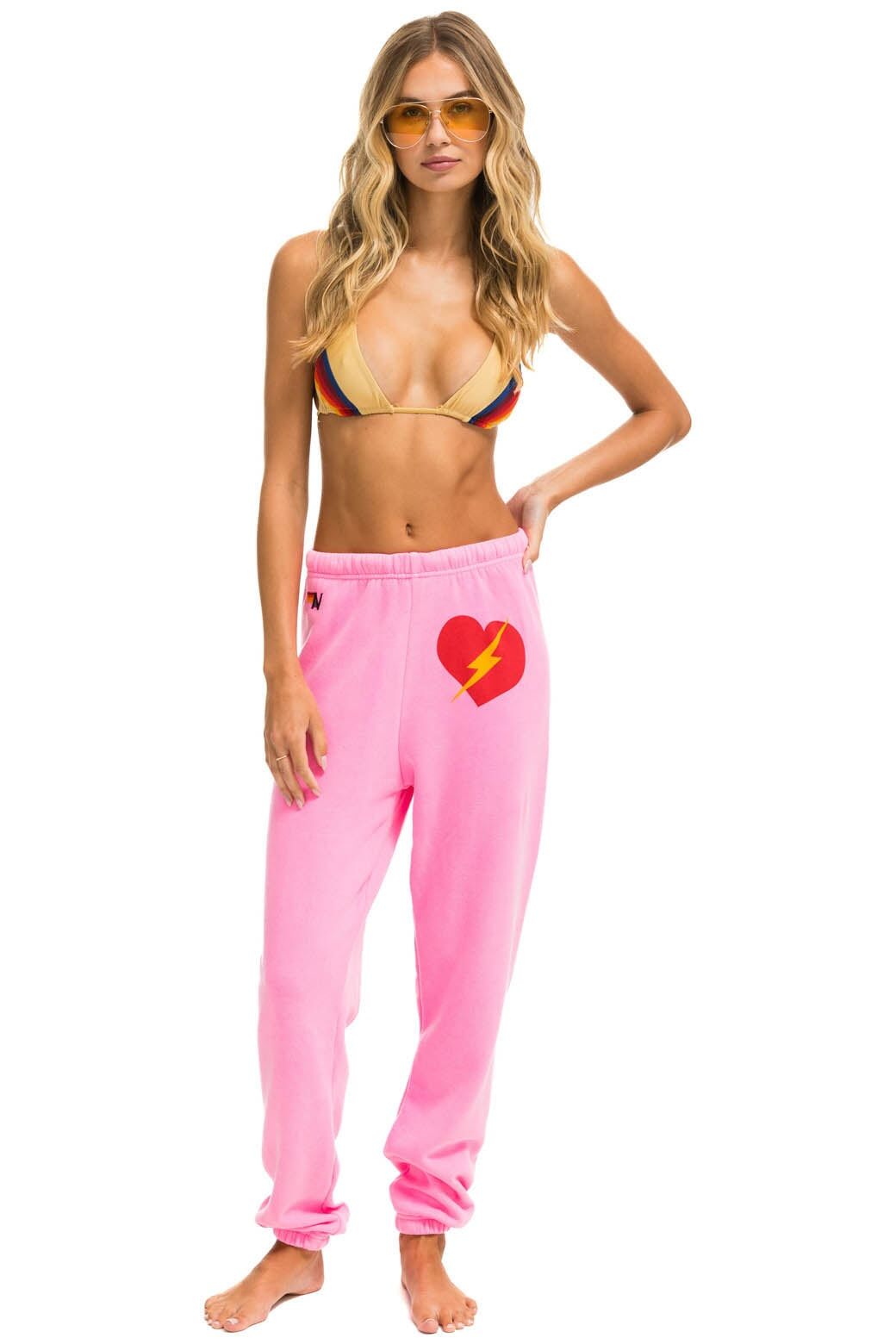 BOLT HEART SWEATPANTS - NEON PINK sold by Aviator Nation product image thumbnail 2
