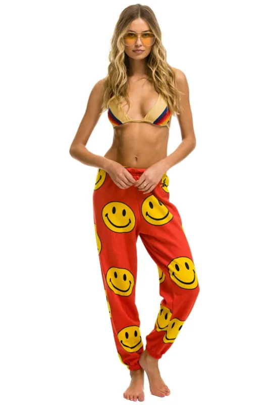 SMILEY REPEAT SWEATPANTS - RED sold by Aviator Nation