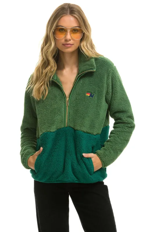 TEDDY UNISEX HALF ZIP COLOR BLOCK JACKET - GARDEN GREEN sold by Aviator Nation