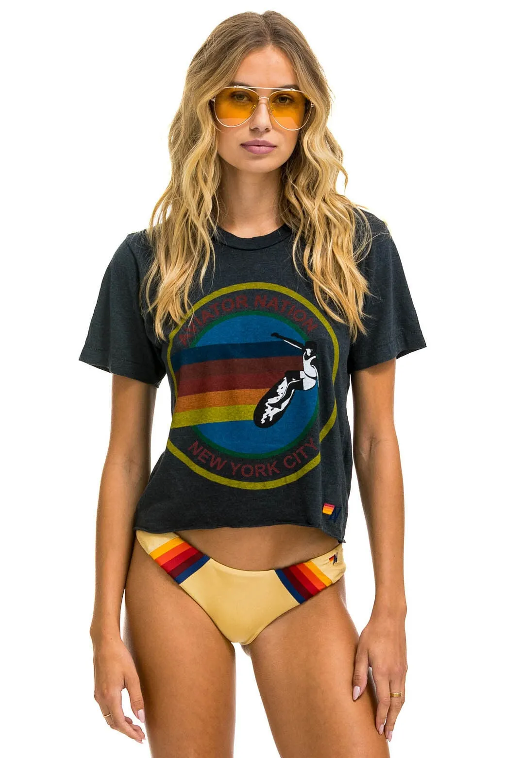 SIGNATURE NEW YORK CITY BOYFRIEND TEE - CHARCOAL sold by Aviator Nation