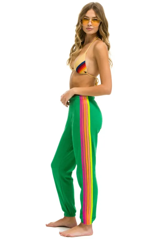 5 STRIPE SWEATPANTS - KELLY GREEN // NEON PINK YELLOW sold by Aviator Nation