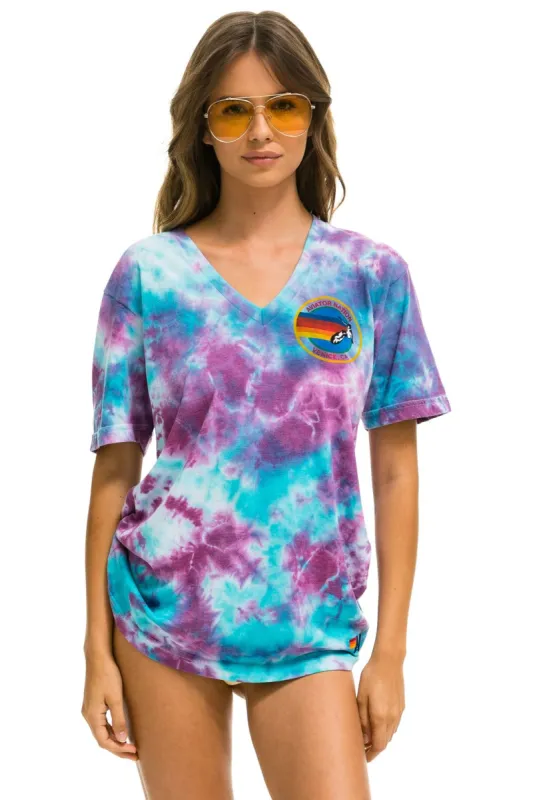AVIATOR NATION VENICE SMALL CIRCLE VNECK - TIE DYE TURQUOISE sold by Aviator Nation