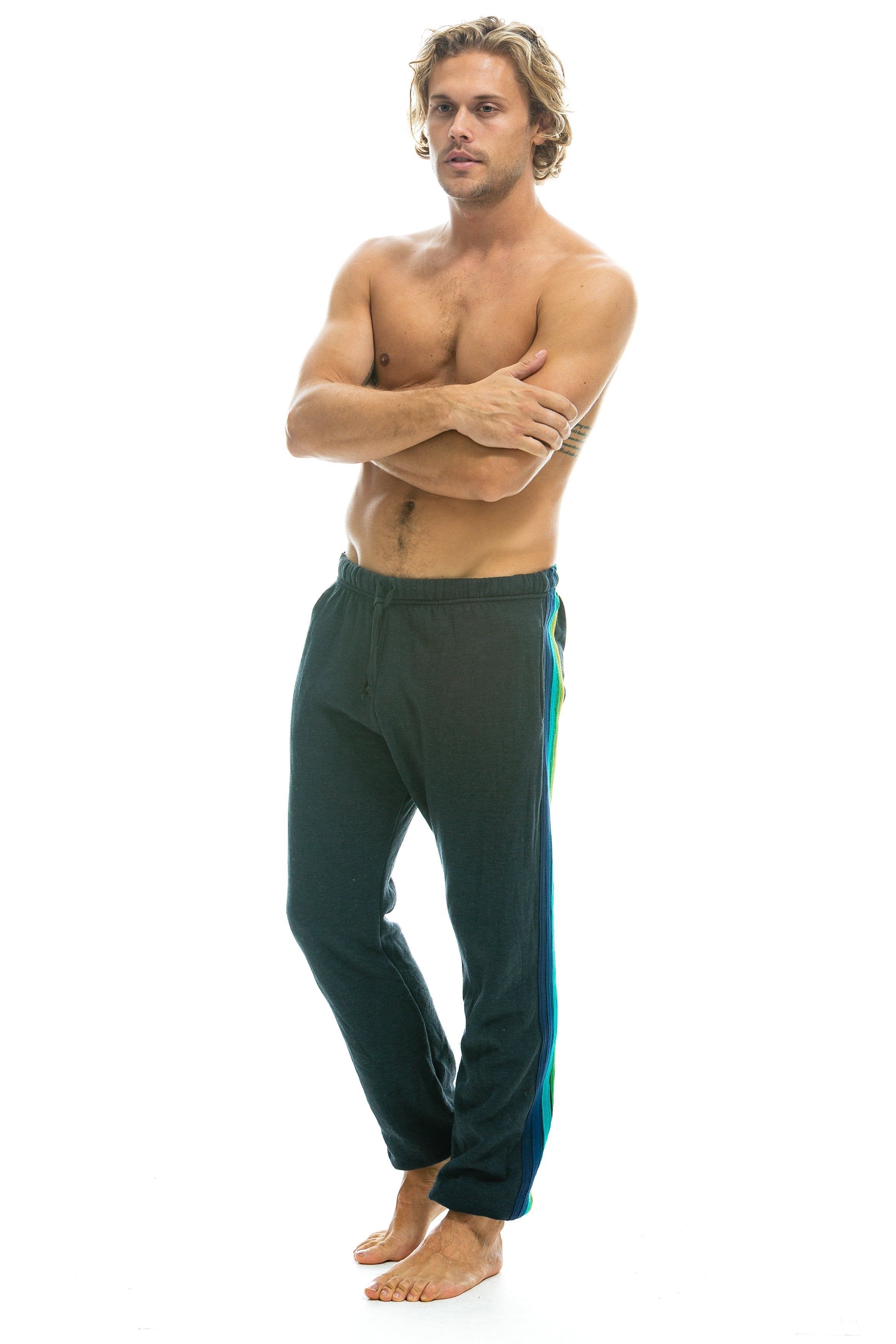5 STRIPE SWEATPANTS - CHARCOAL // GREEN STRIPES sold by Aviator Nation product image thumbnail 3