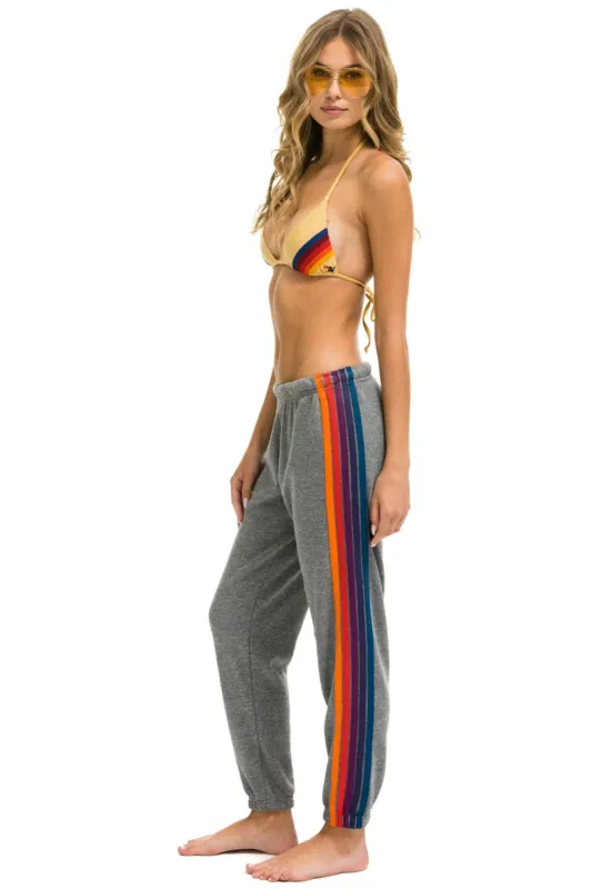 5 STRIPE SWEATPANTS - HEATHER GREY // PURPLE ORANGE sold by Aviator Nation