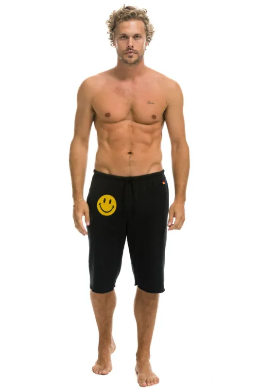 MEN'S SMILEY 2 SWEAT SHORTS - BLACK sold by Aviator Nation