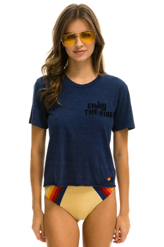 ENJOY THE RIDE  BOYFRIEND TEE - NAVY sold by Aviator Nation