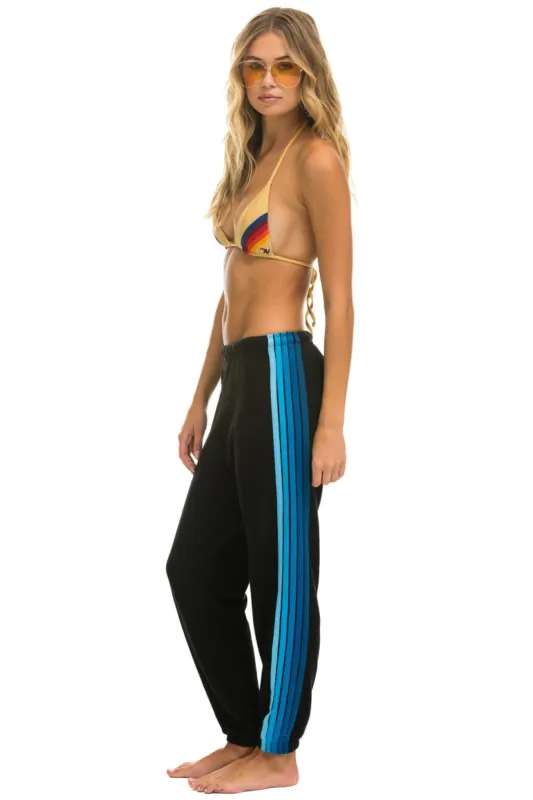 5 STRIPE SWEATPANTS - BLACK // BLUE sold by Aviator Nation