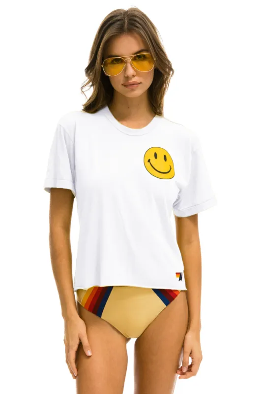 SMILEY 2 BOYFRIEND TEE - WHITE sold by Aviator Nation