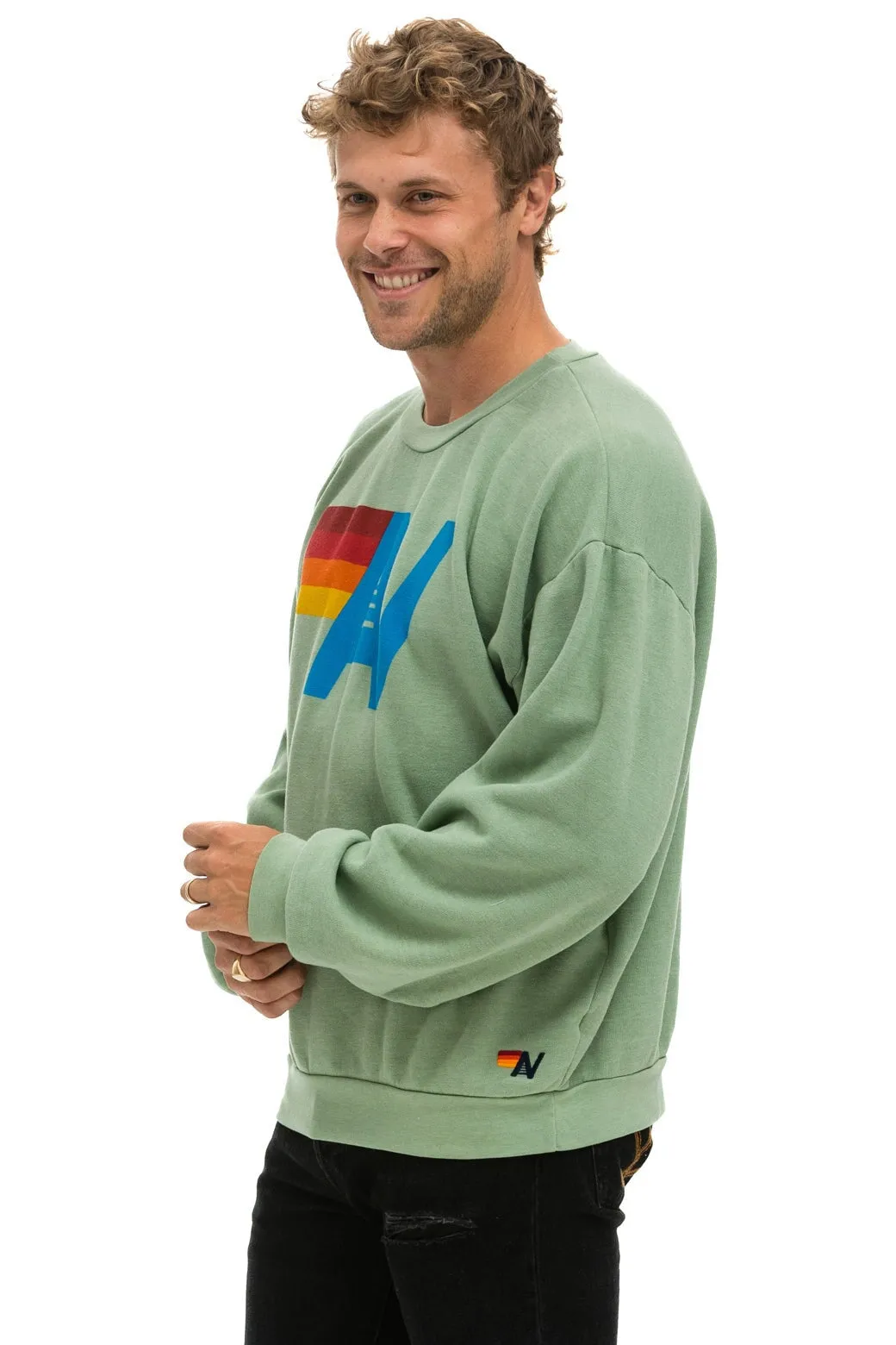 LOGO RELAXED CREW SWEATSHIRT - SAGE sold by Aviator Nation product image thumbnail 4