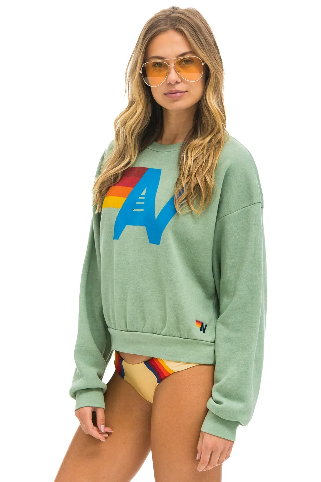 LOGO RELAXED CREW SWEATSHIRT - SAGE sold by Aviator Nation product image thumbnail 3