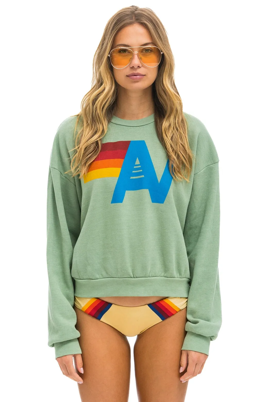 LOGO RELAXED CREW SWEATSHIRT - SAGE sold by Aviator Nation