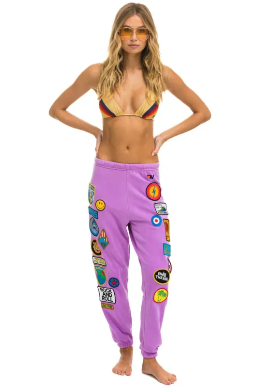 VINTAGE PATCH SWEATPANTS - NEON PURPLE sold by Aviator Nation