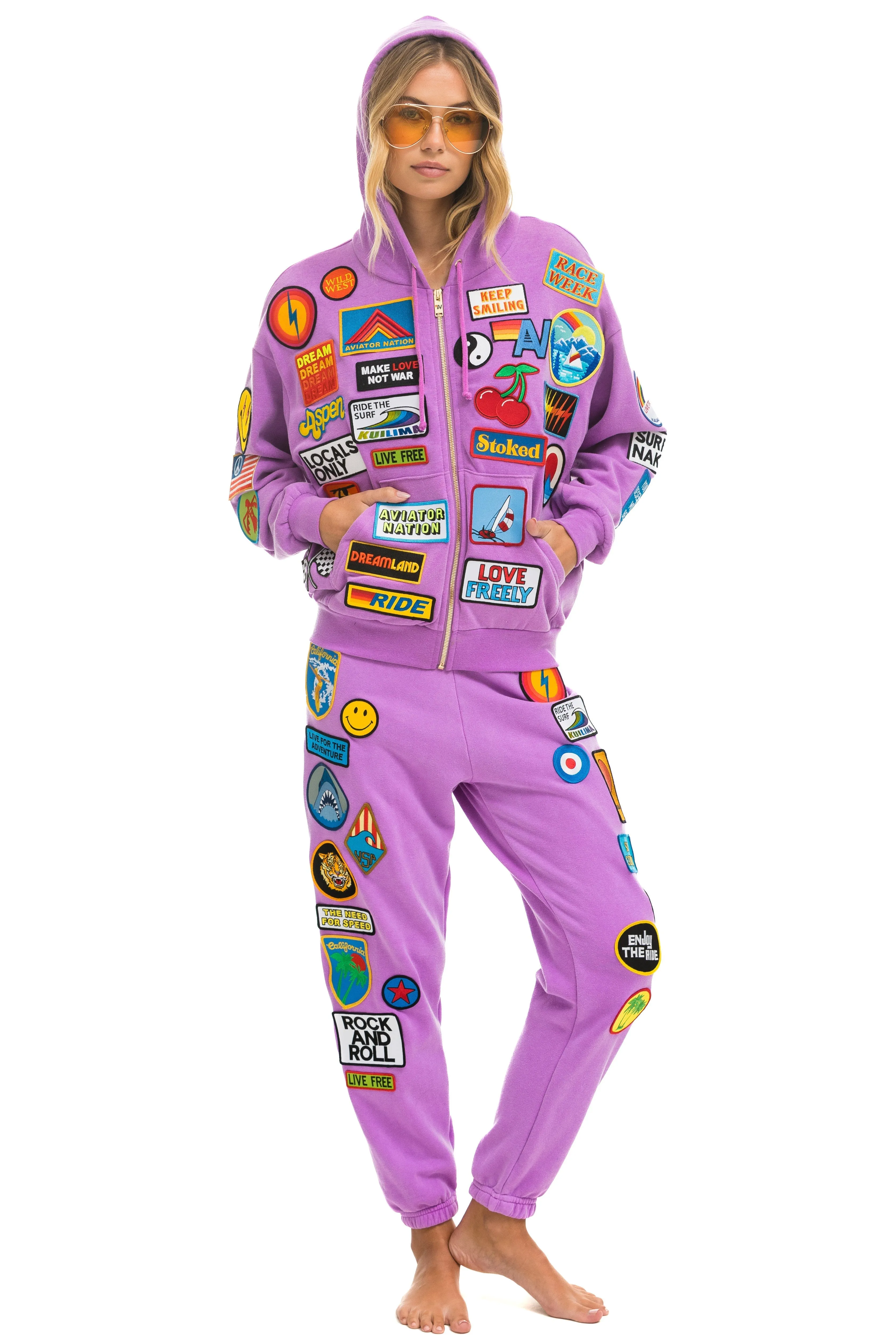 VINTAGE PATCH SWEATPANTS - NEON PURPLE sold by Aviator Nation product image thumbnail 5