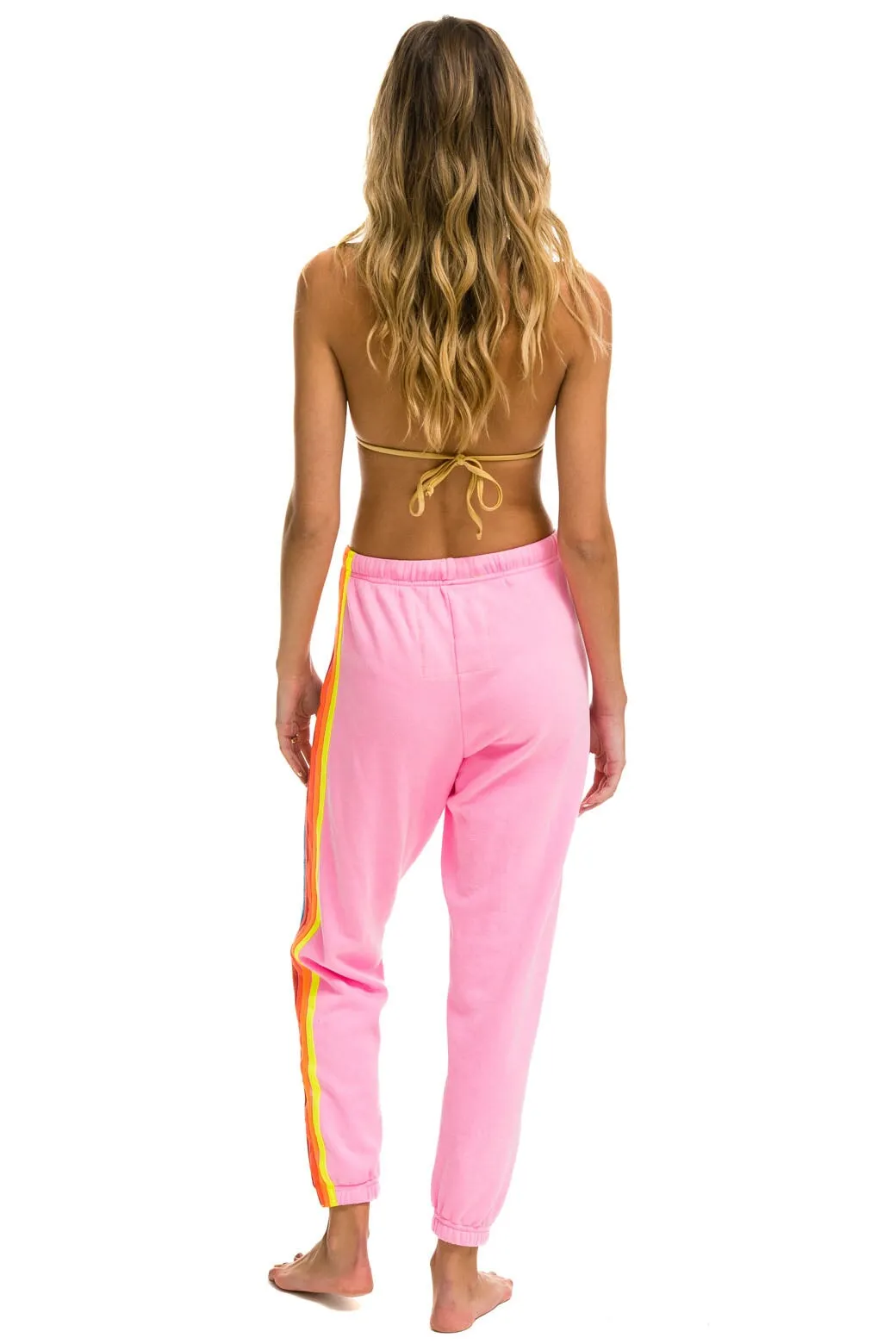 5 STRIPE SWEATPANTS - NEON PINK // NEON RAINBOW sold by Aviator Nation product image thumbnail 3