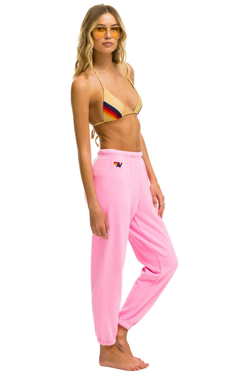 5 STRIPE SWEATPANTS - NEON PINK // NEON RAINBOW sold by Aviator Nation product image thumbnail 4