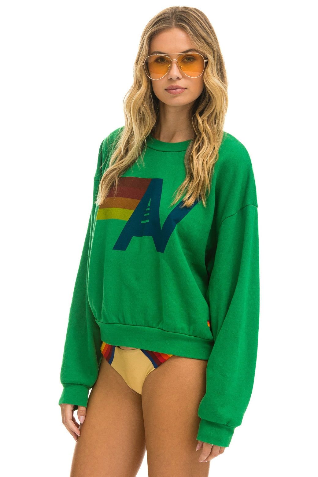 LOGO RELAXED CREW SWEATSHIRT - KELLY GREEN sold by Aviator Nation product image thumbnail 3