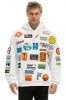 VINTAGE PATCH RELAXED PULLOVER HOODIE- WHITE sold by Aviator Nation