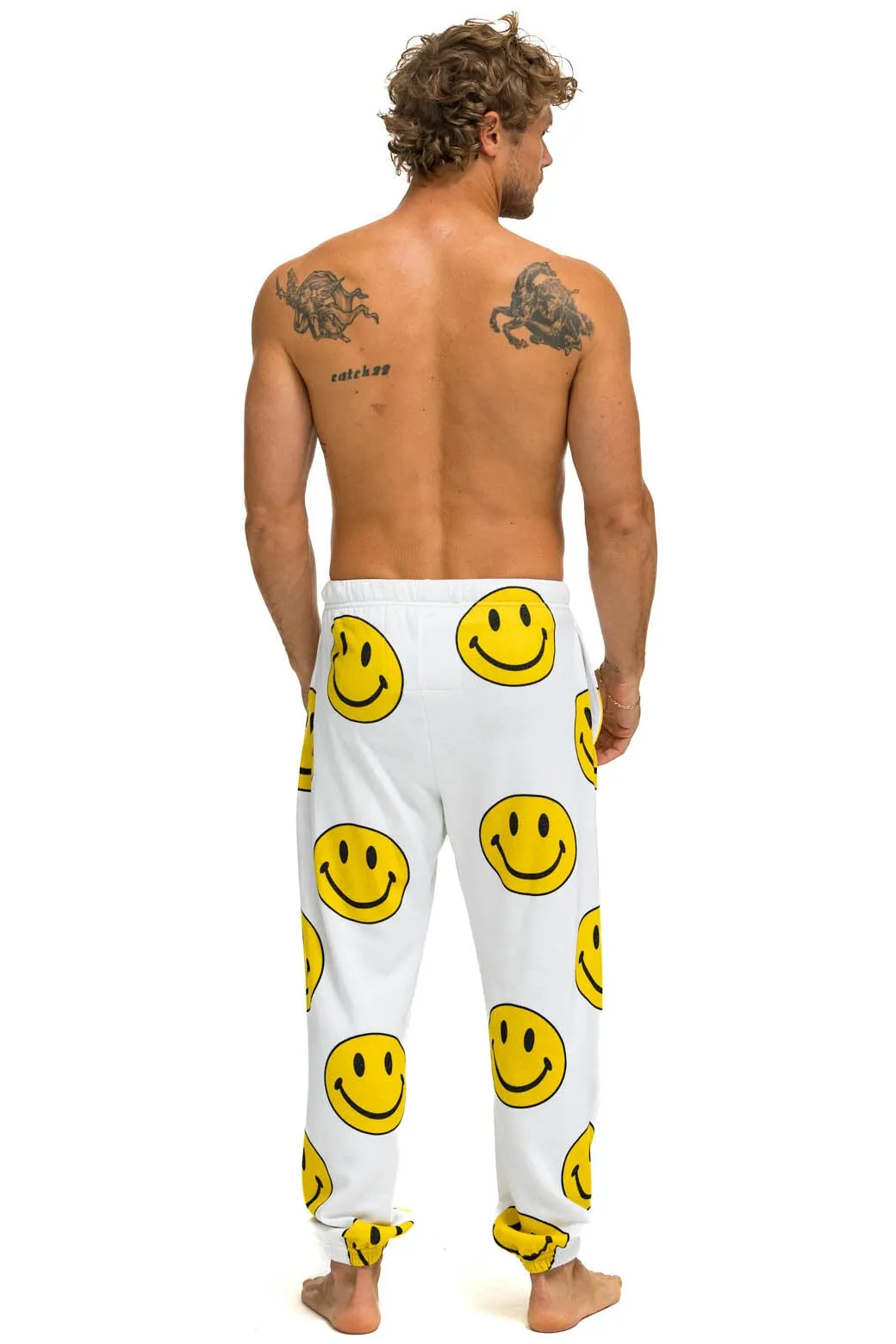 SMILEY REPEAT SWEATPANTS - WHITE sold by Aviator Nation product image thumbnail 3