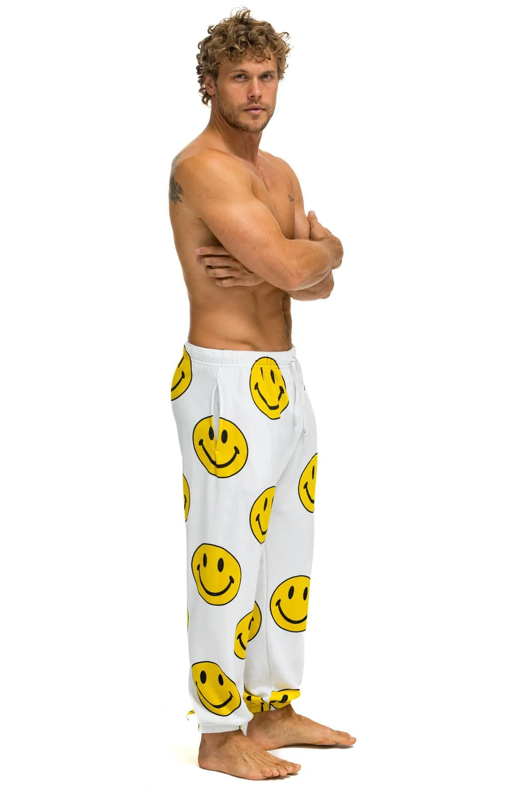 SMILEY REPEAT SWEATPANTS - WHITE sold by Aviator Nation product image thumbnail 4