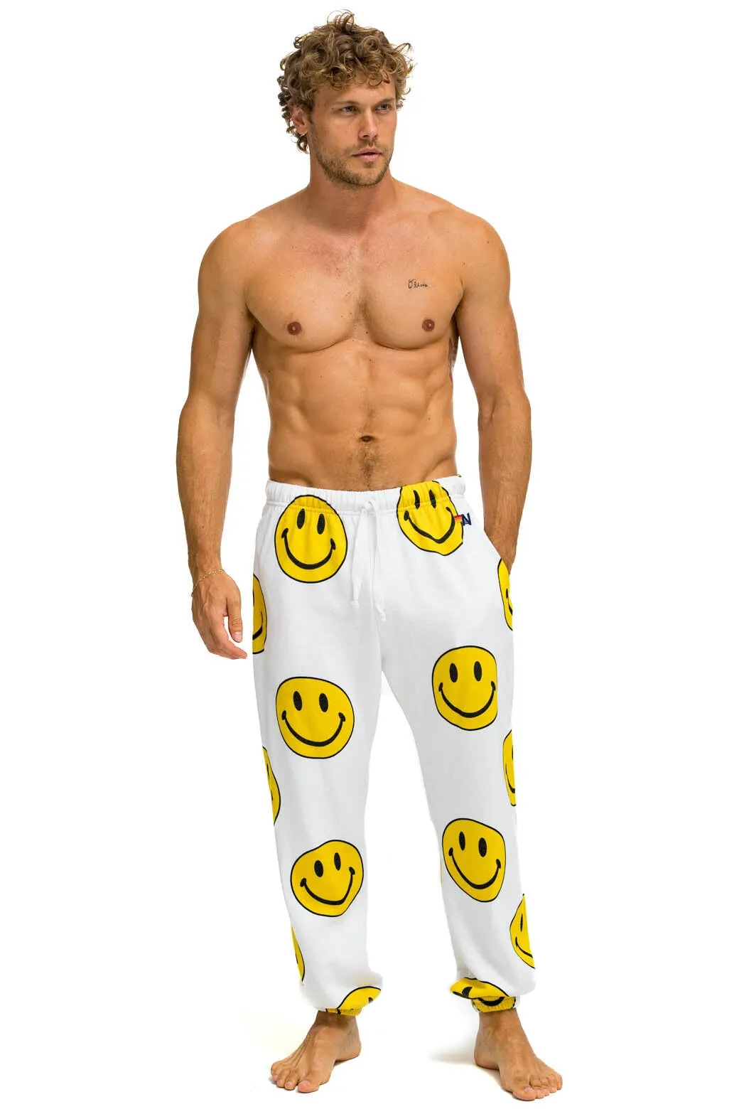 SMILEY REPEAT SWEATPANTS - WHITE sold by Aviator Nation product image thumbnail 5