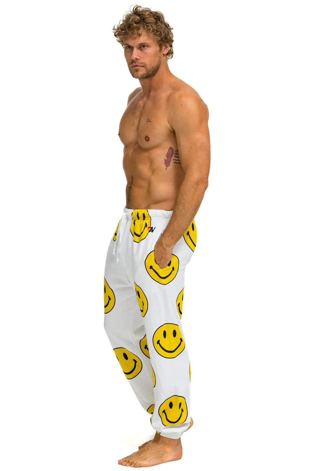 SMILEY REPEAT SWEATPANTS - WHITE sold by Aviator Nation product image thumbnail 2