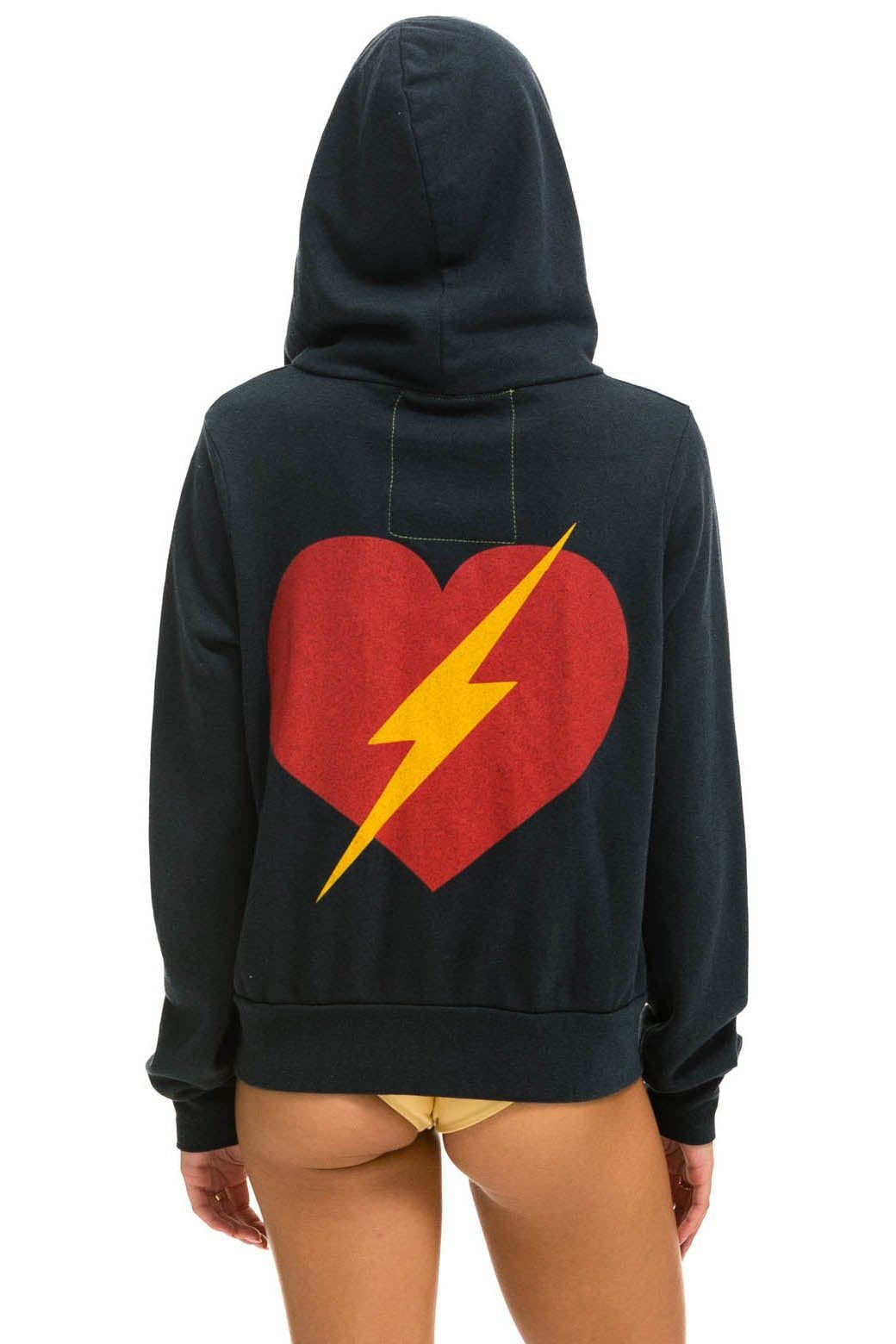 BOLT HEART ZIP HOODIE - CHARCOAL sold by Aviator Nation