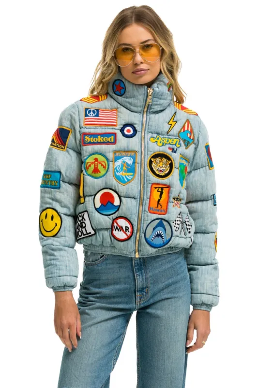 VINTAGE PATCH DENIM APRES PUFFER JACKET - VINTAGE sold by Aviator Nation