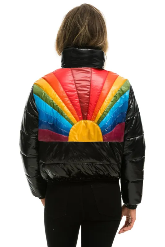 SUNBURST APRES PUFFER JACKET - GLOSSY BLACK sold by Aviator Nation