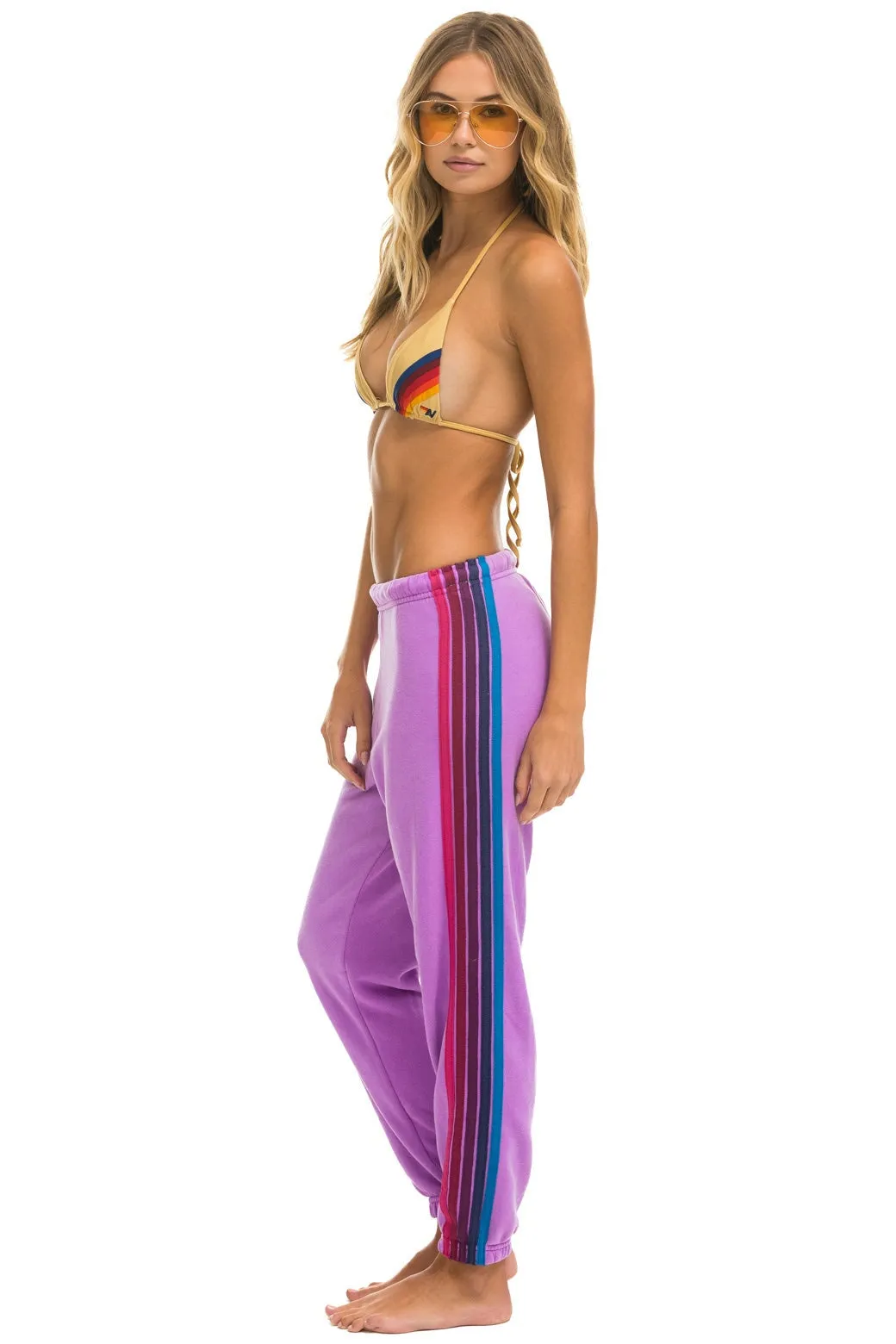 5 STRIPE SWEATPANTS - NEON PURPLE // PINK PURPLE sold by Aviator Nation