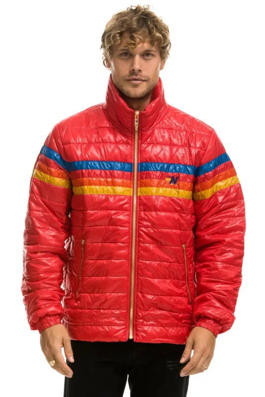 4 STRIPE TRAVELER JACKET - GLOSSY CHERRY sold by Aviator Nation