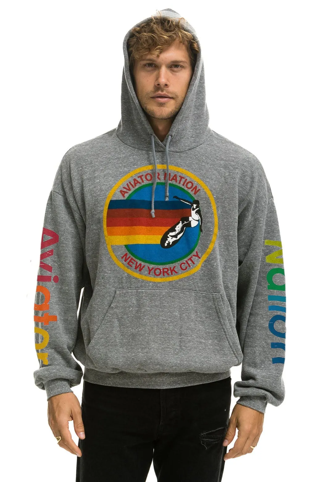AVIATOR NATION NEW YORK CITY RELAXED PULLOVER HOODIE - HEATHER GREY sold by Aviator Nation product image thumbnail 2