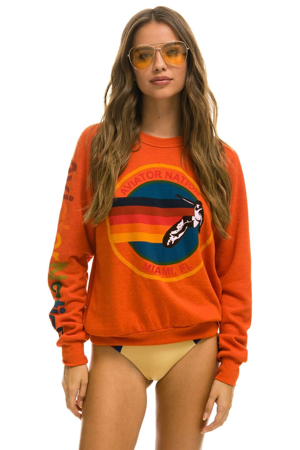 AVIATOR NATION MIAMI SWEATSHIRT - ORANGE sold by Aviator Nation
