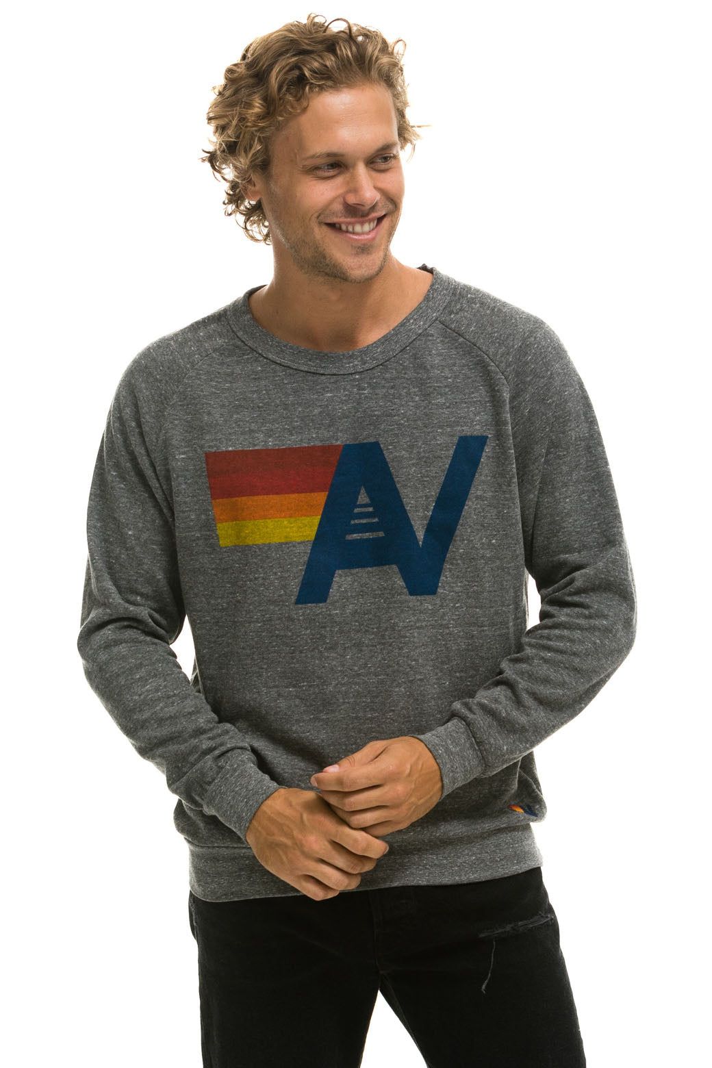 LOGO LIGHT WEIGHT CREW SWEATSHIRT - HEATHER GREY sold by Aviator Nation product image thumbnail 2