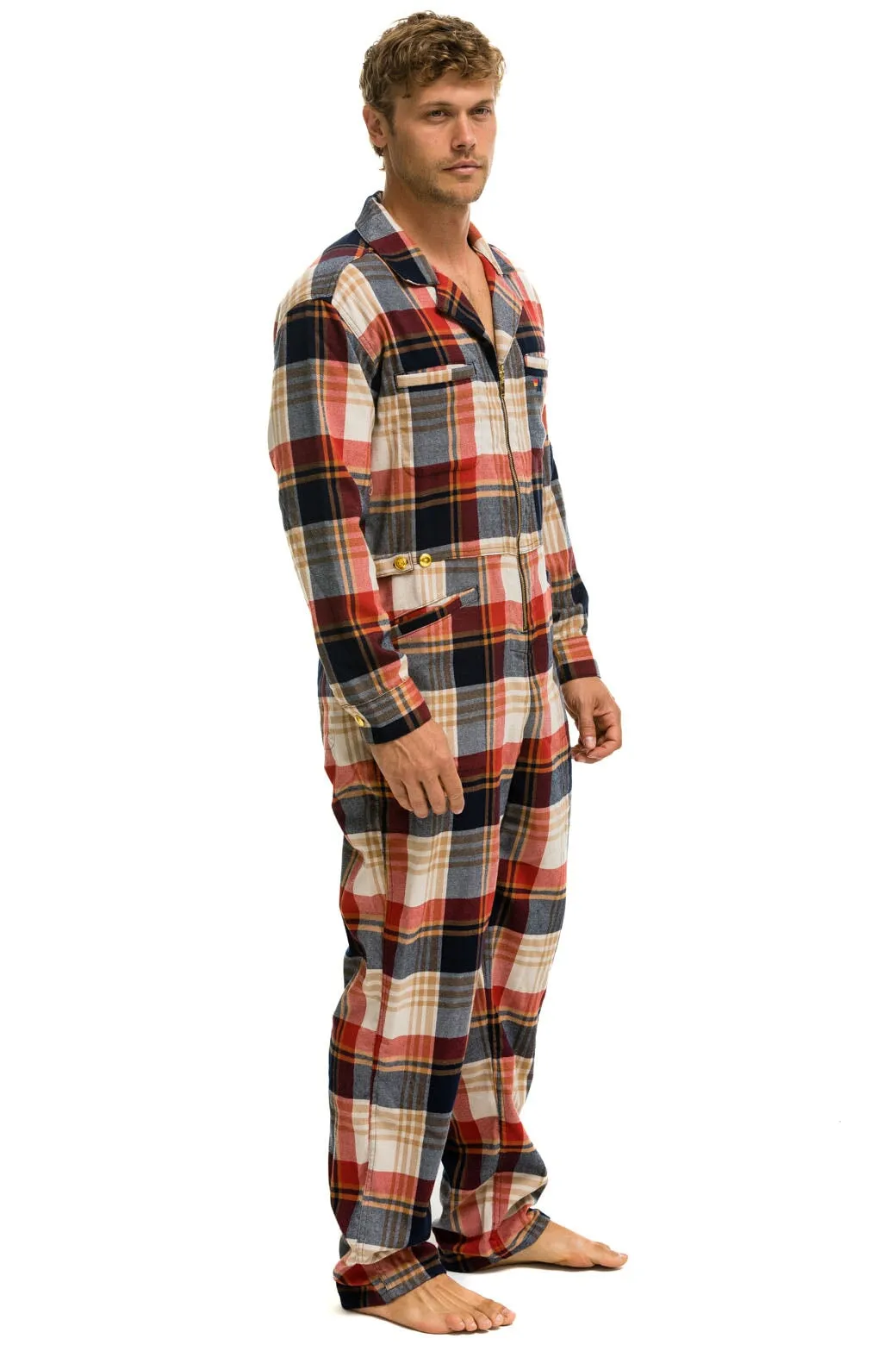 UNISEX PLAID FLIGHT SUIT - COWBOY PLAID sold by Aviator Nation product image thumbnail 4