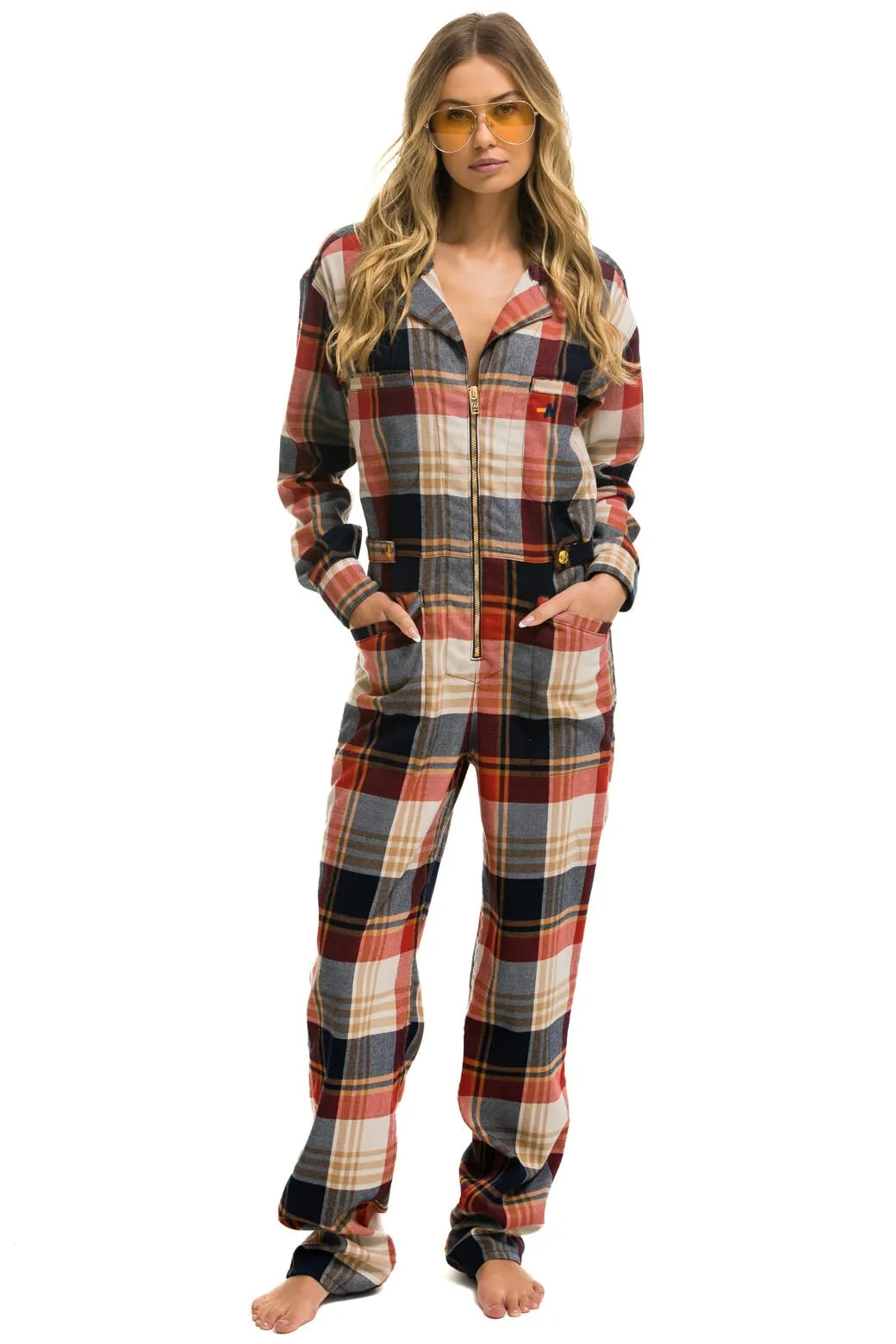 UNISEX PLAID FLIGHT SUIT - COWBOY PLAID sold by Aviator Nation product image thumbnail 5