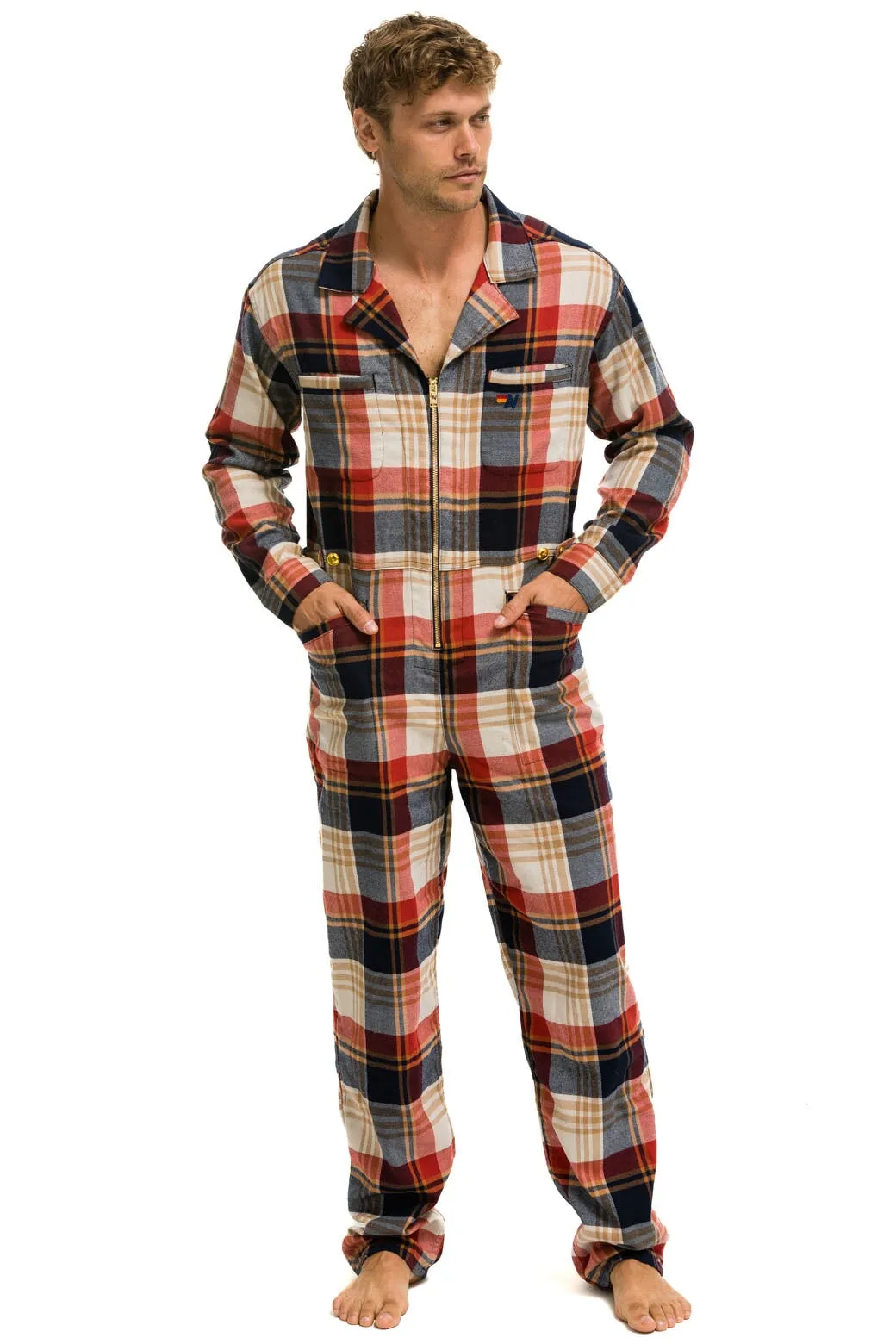UNISEX PLAID FLIGHT SUIT - COWBOY PLAID sold by Aviator Nation product image thumbnail 2