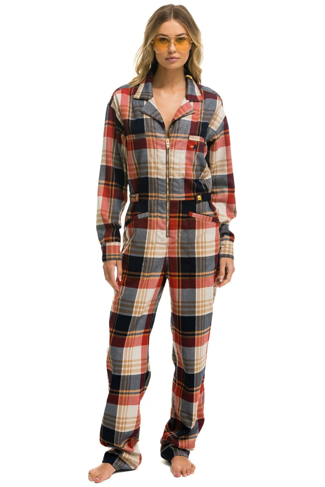 UNISEX PLAID FLIGHT SUIT - COWBOY PLAID sold by Aviator Nation