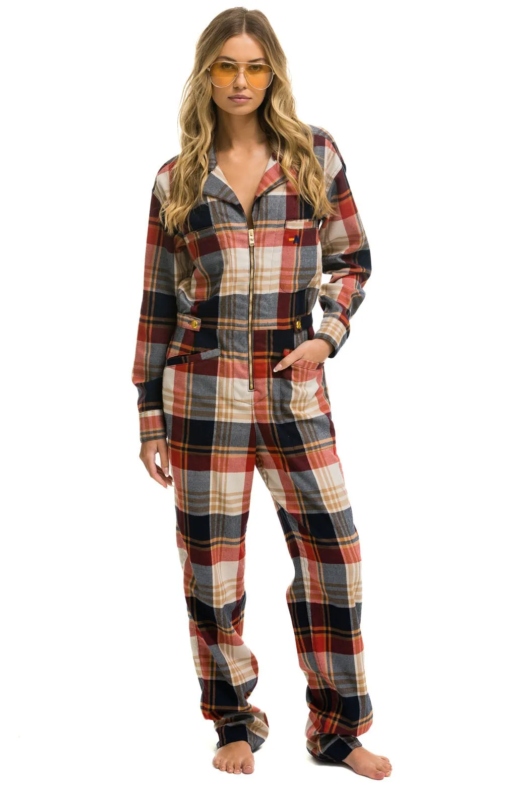 UNISEX PLAID FLIGHT SUIT - COWBOY PLAID sold by Aviator Nation product image thumbnail 3