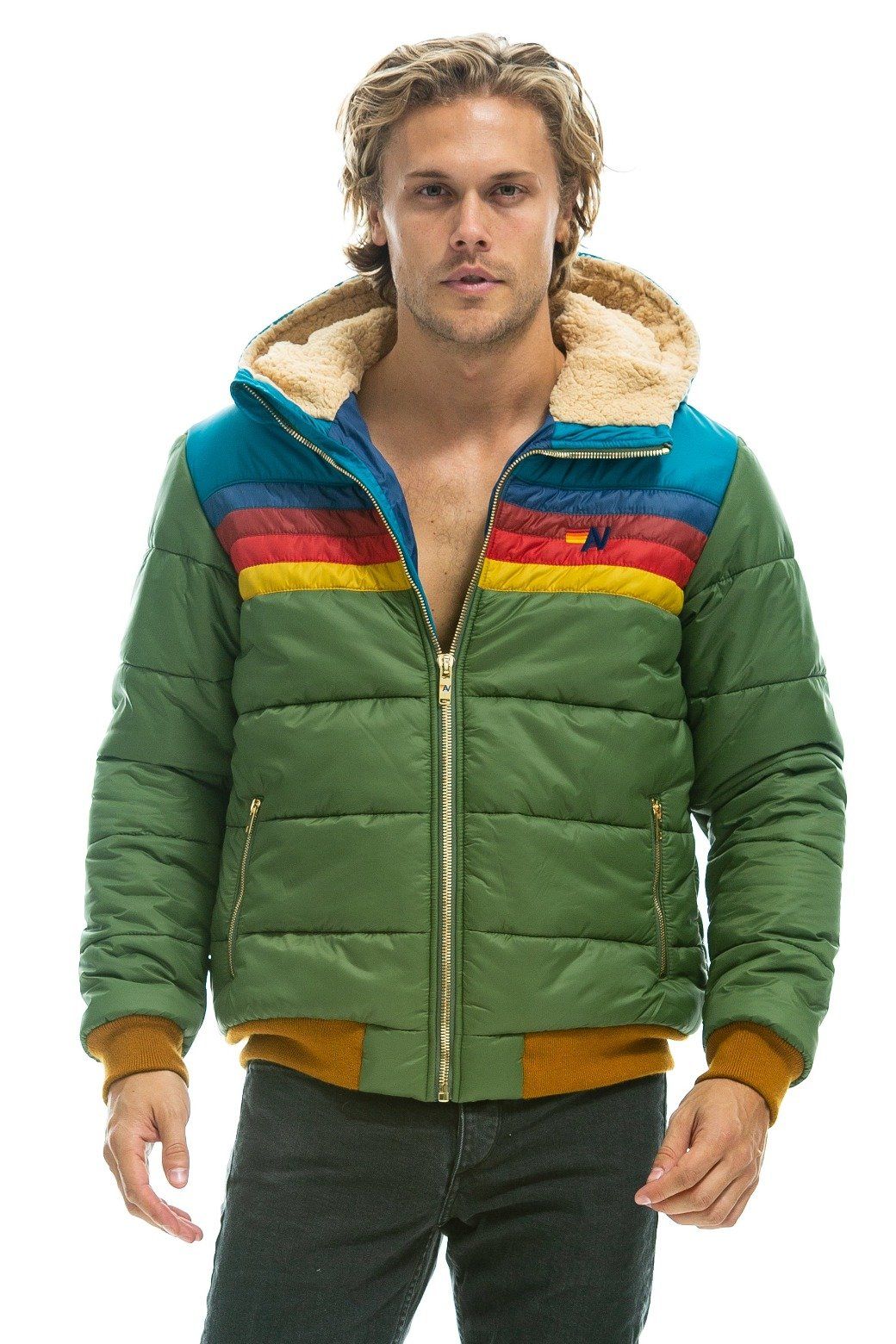 TREKKER 2 HOODED PUFFER JACKET - GARDEN GREEN sold by Aviator Nation product image thumbnail 3