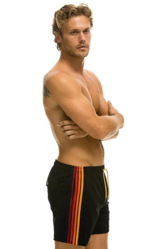 MEN'S 5 STRIPE FLEX SHORTS - BLACK sold by Aviator Nation