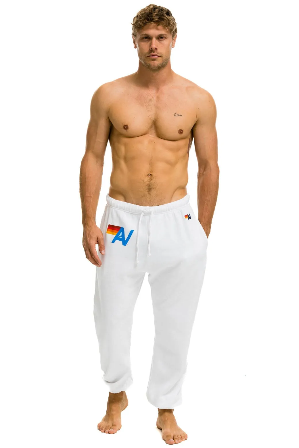 LOGO SWEATPANTS - WHITE sold by Aviator Nation