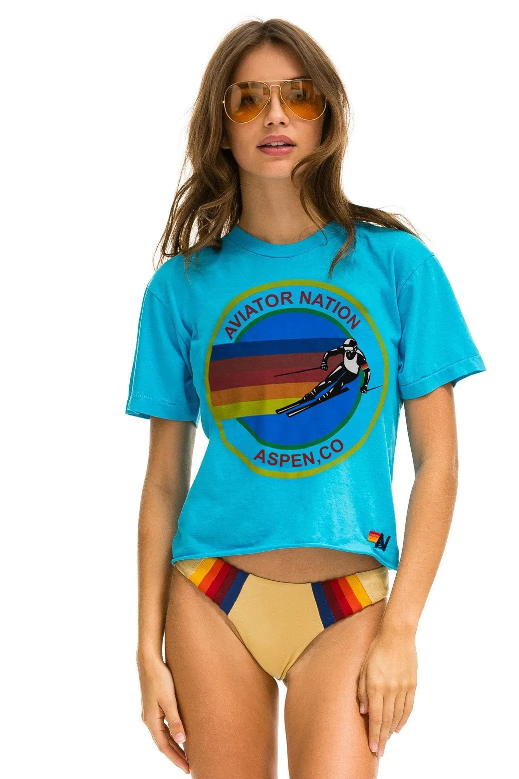 AVIATOR NATION ASPEN BOYFRIEND TEE - NEON BLUE sold by Aviator Nation