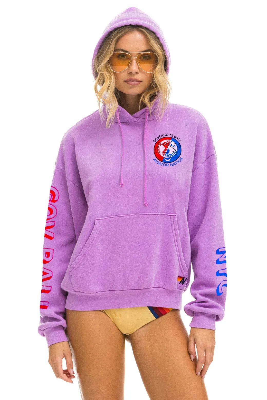 GOV BALL 2024 PULLOVER HOODIE RELAXED - NEON PURPLE sold by Aviator Nation