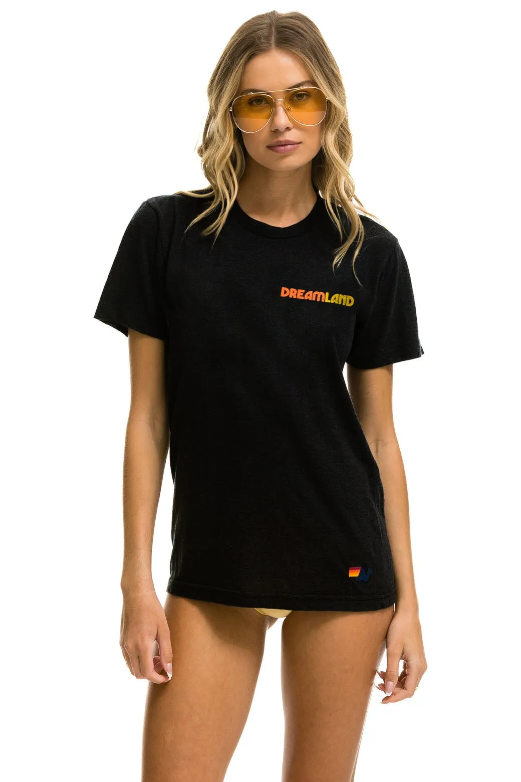 DREAMLAND LOGO UNISEX CREW TEE - BLACK sold by Aviator Nation