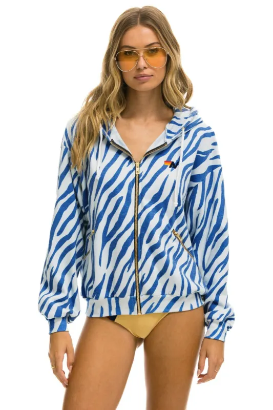 TIGER RELAXED ZIP HOODIE WITH POCKETS - BLUE TIGER made by Aviator Nation